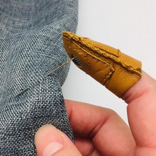 Leather Coin Thimble Finger Cover Tip Quilting Sleeve Handmade Needlework Patchwork Sewing Tools Finger Protection Device