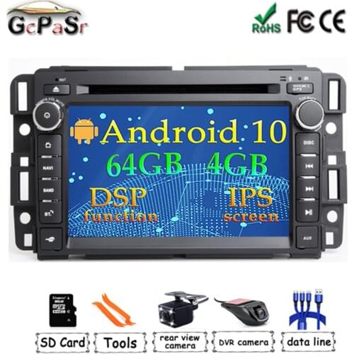 4GB DSP 1Din GPS Radio Android 10 Car DVD Player for GMC Sierra Yukon Denali Acadia Savana Chevrolet Express Traverse EquinoxCD