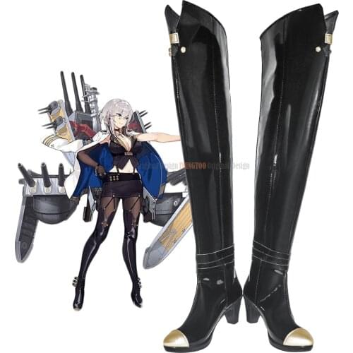 Azur Lane Cosplay Boots Azur Lane Washington Black Shoes Cosplay Custom Made for Adults and Kids