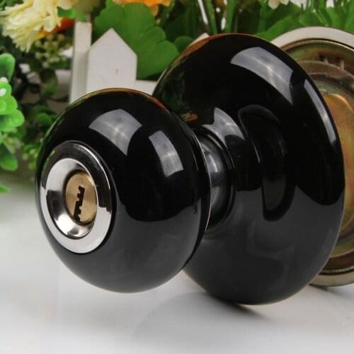 American ceramic black ball lock Ceramic bedroom stainless steel ball lock spherical indoor lock American home ball hangdle lock