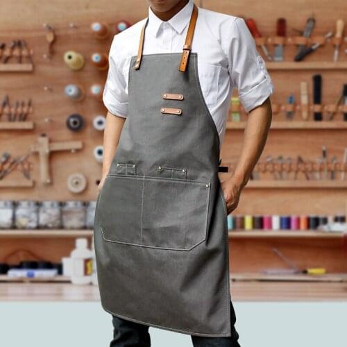 Two-layer cowboy denim apron coffee shop barber fashion overalls western restaurant bar painting