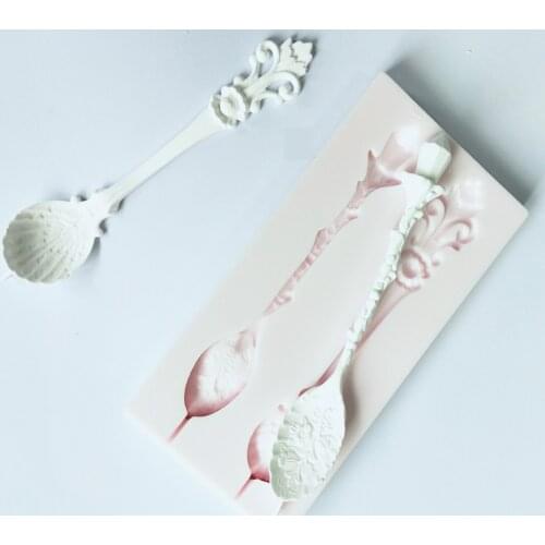 Spoon Shape Fondant Cake Silicone Mold Cookie Ice Cream Molds Biscuits Candy Chocolate Mould Baking Cake Decoration Tools Aouke