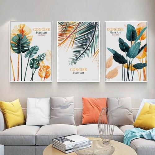 Colorful Leaf Plant Art Home Decor Nordic Canvas Painting Wall Art Prints and Poster Modern Nature Fresh Picture for Living Room