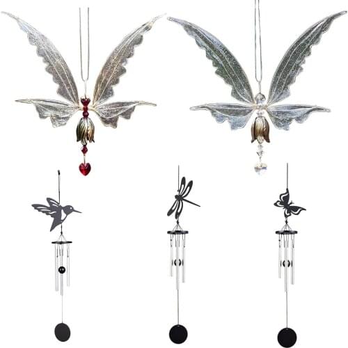 Angel Butterfly Wings Flying Bird Wind Chimes Garden Art Wings Wind Chime Patio Hummingbird Wind Chime Garden Hanging original