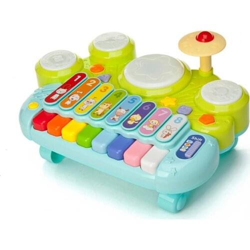 Musical Toy Cute Cartoon Pattern Hand-eye Coordination Fall Resistant Baby Electronic Piano Drums Musical Toy for Gift