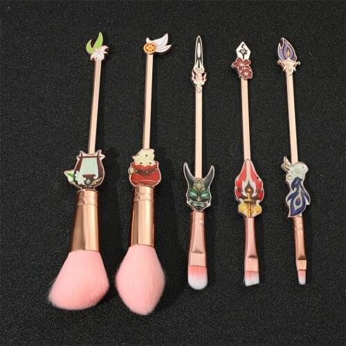 Free Shipping 5pcs/set Makeup Brushes Set Genshin Impact Element Vision Gods Eey Cosplay Tool Fans Collection Gift