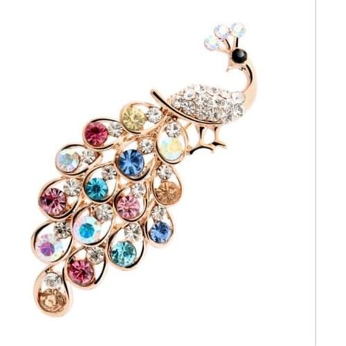 New Fashion Multicolor Rhinestone Women Brooches Cute Peacock Brooches Pin Fashion Jewelry Clothing Accessory