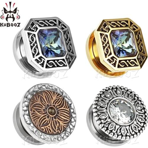 KUBOOZ piercing wholesale stainless steel ear plugs and tunnels body jewelry expander gauges ear reamer earrings
