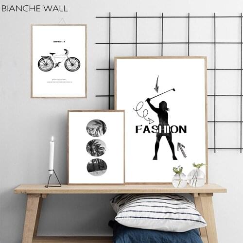 BIANCHE WALL Black and White Fashion Sports Landscape Poster Modern Prints Wall Art Canvas Painting Nordic Decoration Pictures