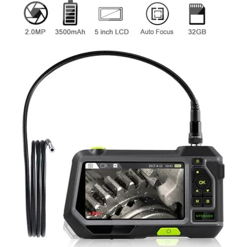 2.0MP Autofocus Industrial Endoscope 14.5mm Inspection Camera with 5 inch Screen 1080P HD Waterproof Borescope With 32GB TF Card