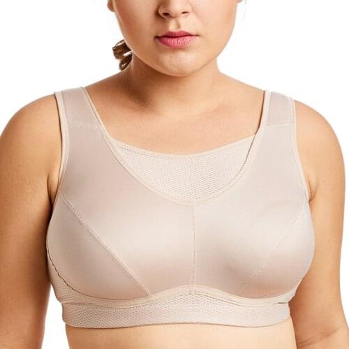 Drop Ship Wholesales Womens Plus Size High Impact No-Bounce Full Coverage Wire Free Bra 36 38 40 42 44 46 48 C D DD E F