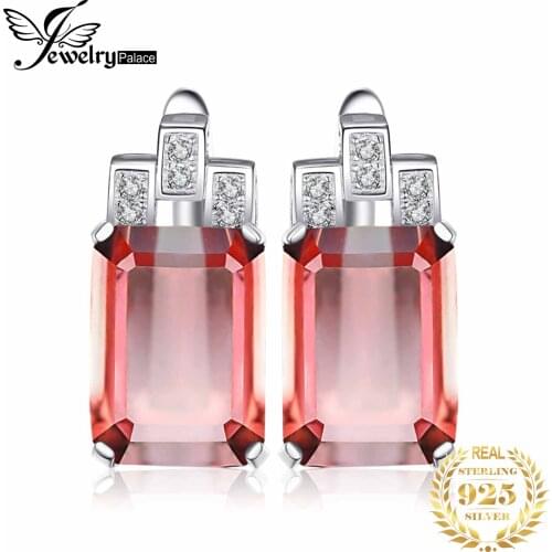 JewelryPalace 7.5ct Emerald Cut Nano Simulated Zultanite Color Change Diaspore Huggie Hoop Earrings 925 Sterling Silver Earrings