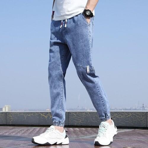 Loose Jeans Pants Men Summer Spring Jogging Clothing Casual Denim Harem Pants Men Trousers Drawstring Jogger 2021 New