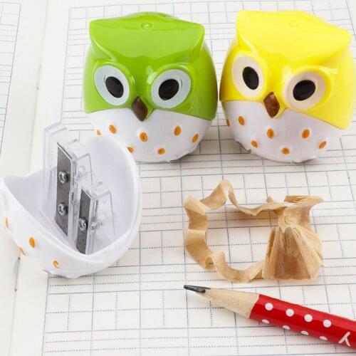 Double Hole Pencil Sharpener Cute Lovely Owl Plastic Pencil Sharpener Creative Stationery Gifts For Children Random Color