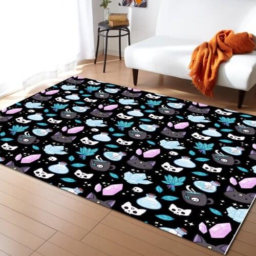 Herb Witch Black Carpet for Living Room Kids Bedroom Bedside Rugs Soft Carpets Home Sofa Table Decor Mat