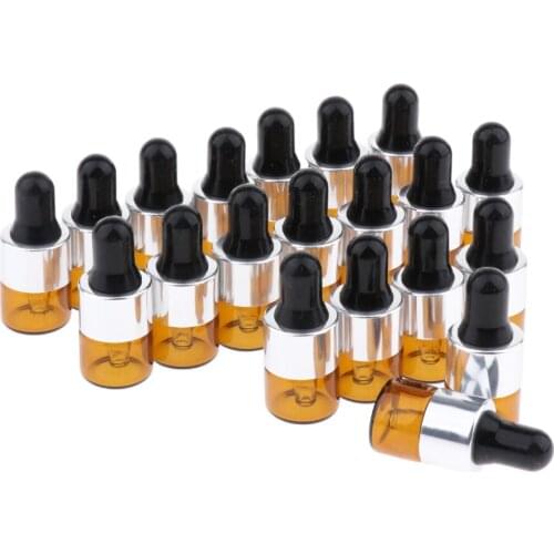 Pack of 20 Refillable Glass Bottles, Dropper Bottle with Dropper