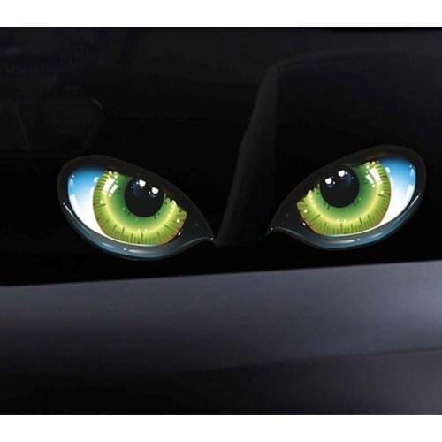 Funny Design 3D Stereo Reflective Cat Eyes Pattern Car Sticker Car Side Fender Eye Stickers Adhesive Rearview Mirror Decal