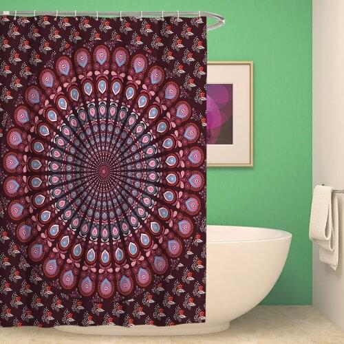 Indian Mandala Shower Curtain Flower Printed Geometric Bohemian Bathroom Curtains Shower Wall Hanging Geometric Shower Curtains