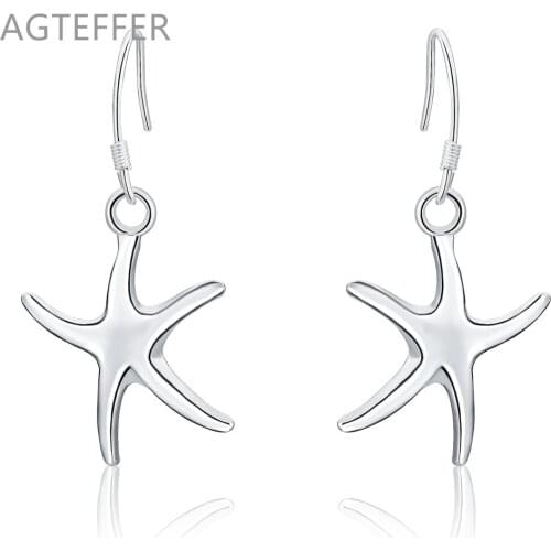 AGTEFFER Anti-Allergic 925 Sterling Silver Starfish Earrings Personality Exquisite Wedding Engagement Woman Jewelry