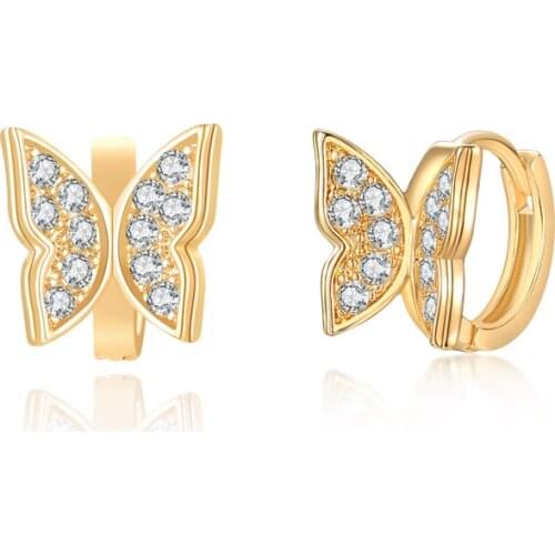 ZSLBS Korean Butterfly Charm Earrings For Women Zirconia Crystal Hoop Huggies Earring Jewelry Pendientes Boucle Oreille Femme