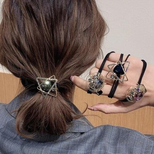 Women Hair Ties Elastic Rubber Bands Girl Crystal Zircon Bear Flower Star Korean Scrunchies Head Accessories