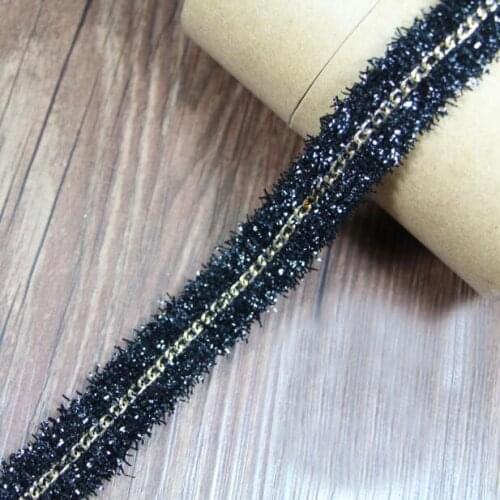 10yds Gold Chain Black Ribbon Lace Trim Fabric DIY Handmade Sewing Cothing Wedding Dress Dentelle Applique Trimmings Accessories