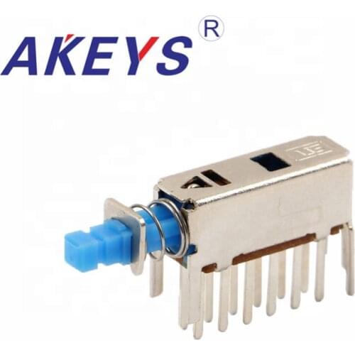 10PCS PS-42F62 PS-44E06 12PINS self-locking Long - leg Push Button power switch with 4pins fixed foot