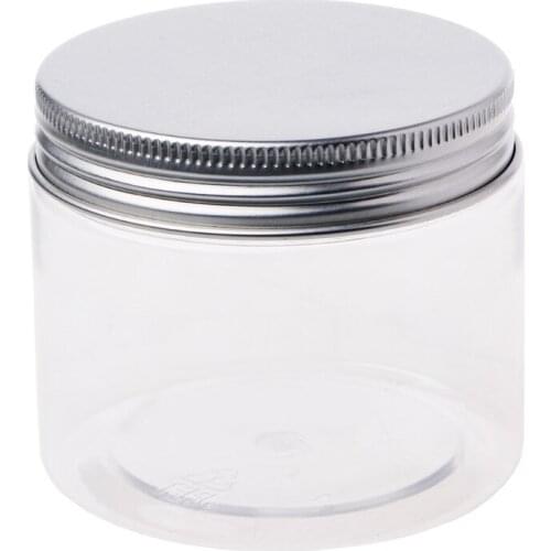 150ml Clear Round PET Jar With Aluminium Screw Lid Food Storage Container Sealed U2JD