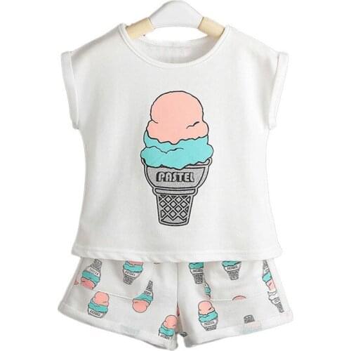 Humor Bear Grils Fashion Ice Cream Clothing Sets Brand Girls Clothes Kids Clothing Sets T-Shirt + Short 2Pcs