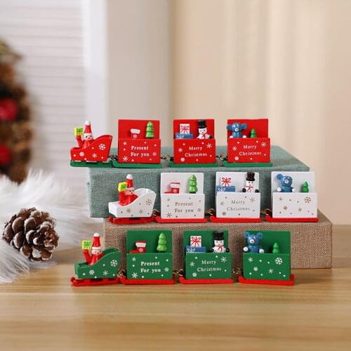 2021 Wooden Christmas Train Ornaments Christmas Decorations For Home Santa Claus Gift Toys Crafts Table Decor DIY Navidad Xmas