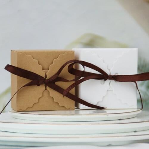 25/50pcs DIY kraft paper wave pattern wedding Candy Boxes Travel Gifts Box Paper Birthday Christmas Favor Present Boxes Packing