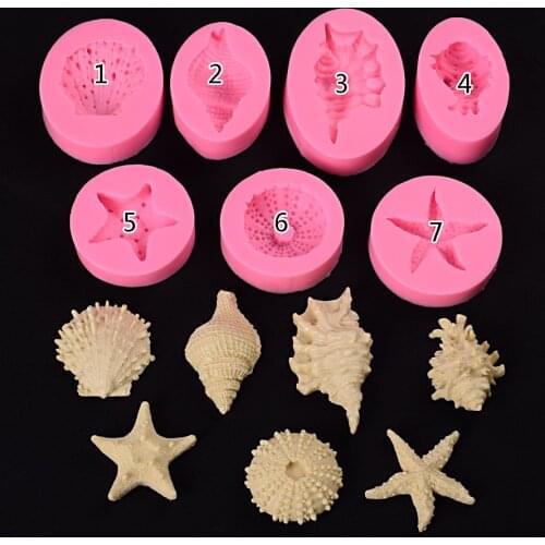 3D Mermaid Tail Silicone Molds Shell Starfish Soap Mold Cake Decoration Sugar Craft Tools Candle Moulds DIY Craft Fondant Molds