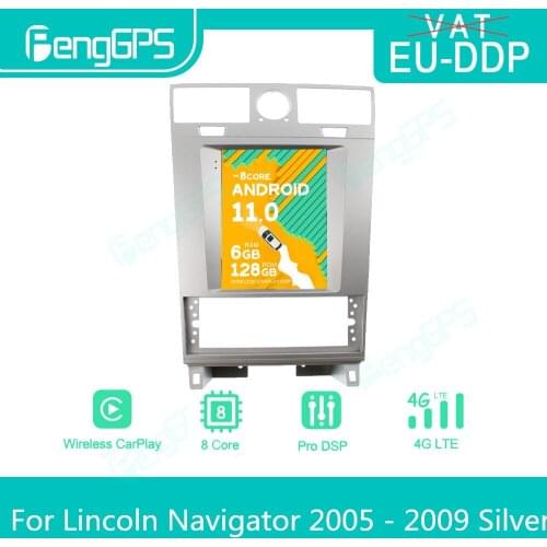 For Lincoln Navigator 2005 - 2009 Silver Android Car Radio Stereo Autoradio 2 Din Tesla Style Multimedia Player GPS Navi Unit