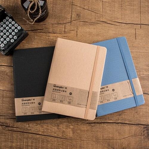 A5 Leather Notebook Business Retro Guangbo 120 Pages Diary Student Notebook For School For Office Meeting 3 Colors