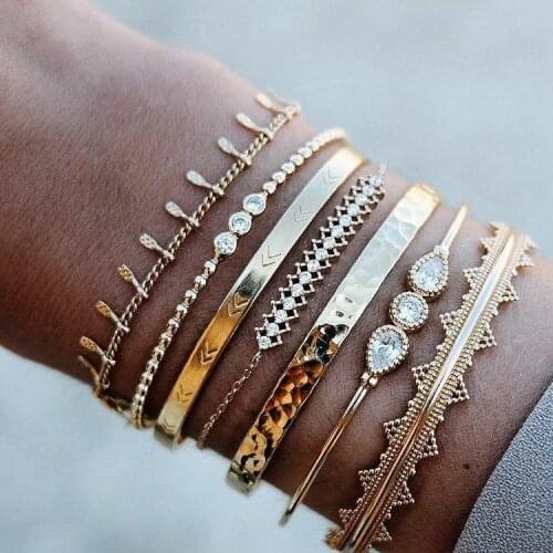 Yobest Gold Beads Chain Bracelets Bangles for Women Geometric Zigzag Shape Bangles Womens Link Chain Charm Braclets