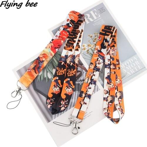 Flyingbee Anime Volleyball Boy Cartoon Key Chain Lanyard Gifts For Child Students Friends Phone USB Badge Holder Necklace X1405