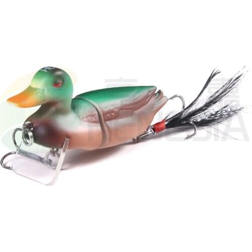 HENGJIA 3D Duck Fishing Lure Baits Swim Baits Fishing Tackle Tools With Feathered Hooks 7CM-10G
