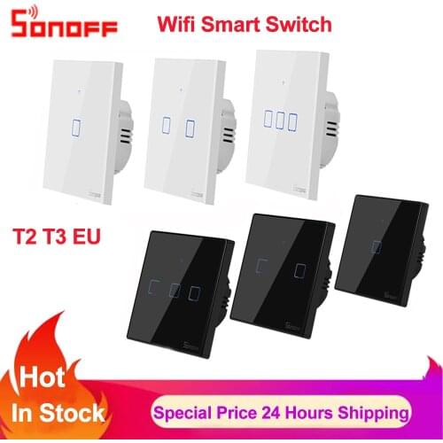 Sonoff TX T2 T3 EU Smart Wifi Switch Smart Home Remote Control RF Wall Touch Light Timer Switch Via Ewelink APP Works with Alexa
