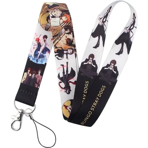 Hot Cartoon Bungou Stray Dogs Lanyards Key Chain Cosplay Anime Ribbon Neck Straps Keychain Mobile Phone USB ID Card Badge Holder