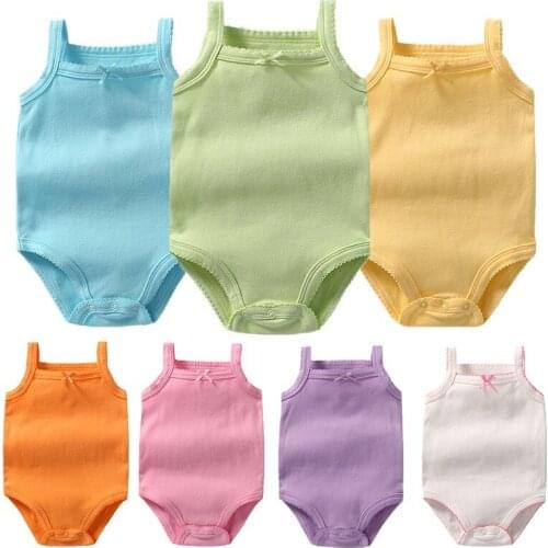 2021 Baby Bodysuit For Girls Newborn Twins Baby Clothes Summer Cotton Vest Clothing 0-24m 6 Candy Colors Climbing Jumpsuits Ins