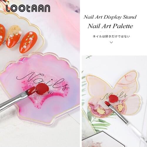 Lootaan 1 Pc Crystal Nail Art Plate Resin Nail Color Palette Butterfly Manicure Nail Art Stand Display Board Showing Shelf Tool
