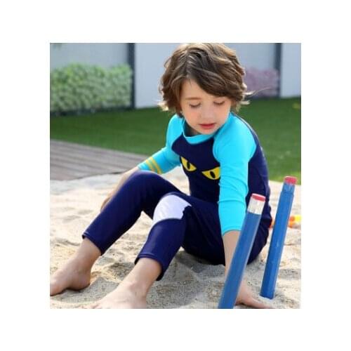 Swimsuits for boy one-piece Cartoon Patchwork childrens swimsuit plus Sizes with long sleeves bath kit