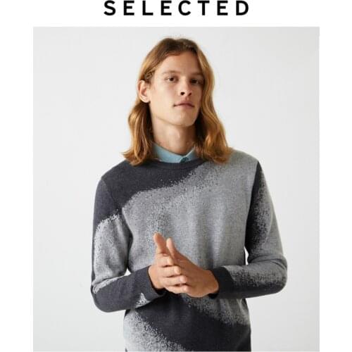 SELECTED Mens Wool Gradient Knit Woolen Contrast Casual Sweater S|419424539