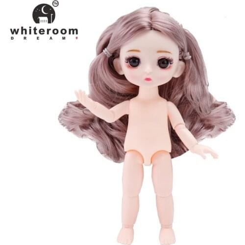New 16cm Bjd Doll 13 Movable Joints 3D Real Eye High-end Dress Can Dress Up Fashion Nude Doll Children DIY Girl Toy Best Gift