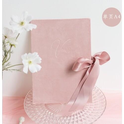 Romantic Declaration Of Love Vows Card Wedding Favor Bride And Groom Oath Book A4 Velvet Cover With Bows Bridal Gift Photo Prop