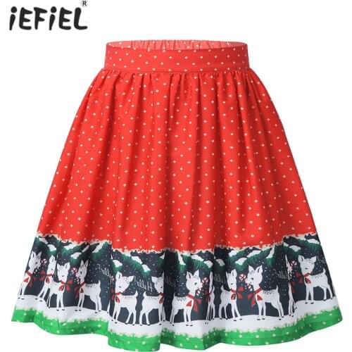 Red Elk Girl Pleated Skirt Christmas Cosplay Clothes for Kids Reindeer Skirt Carnival New Year Costume Children Outfit 2020