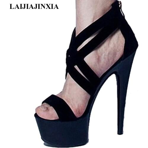 New Sexy High Heels Open Toe Gladiator Sandals Womens Shoes 15cm High-Heeled Shoes Platform Dance Shoes Party Dance Shoes