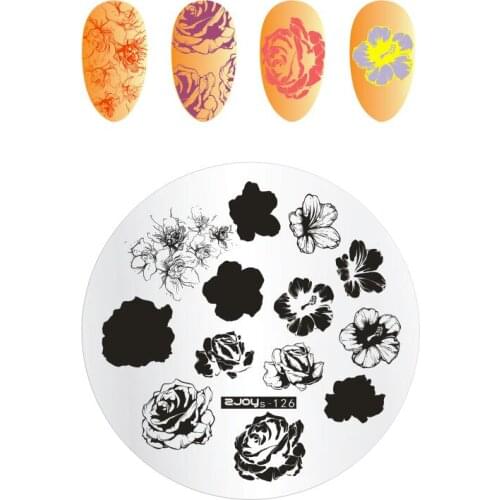 WAKEFULNESS Stamping Template Round Flower Butterfly Penguin Grid Nail Art Stamp Plate Flower 5.5cm Manicure Tool