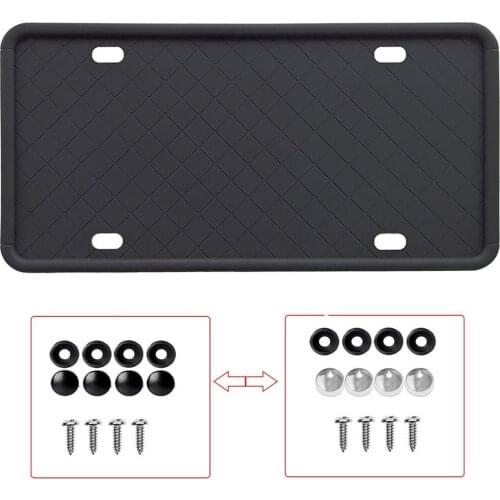 Silicone License Plate Frames Weather-Proof Car License Plate Cover Car Rust-Proof Black License Plate Bracket Holder