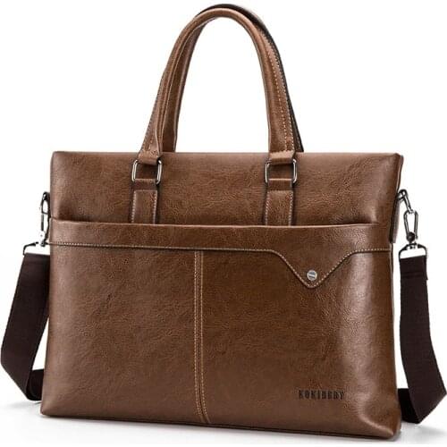 Fashion Mens Bags Leisure City Briefcase Pu Leather Waterproof Large-capacity Messenger Bags Trendy Solid Color Shoulder Bags